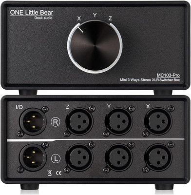 3-IN-1-OUT XLR Audio Switch ; Balanced Audio Converter ; 3-Way Stereo