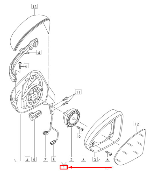 NEW OEM VW GOLF MK7 FRONT RIGHT DOOR MIRROR HOUSING LHD  
