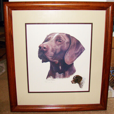 Louis Frisino German Shorthaired Pointer Lithograph Signed, 447 of 950 Framed