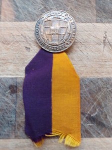 Vintage Hobart College lapel pin with ribbon circa 1915 and a mini pennant.