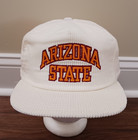 Vintage Asu Sun Devils Corduroy Snapback White Hat Cap DeLong Arizona State