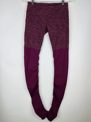 Alo Yoga Goddess Space Dye Burgundy Ribbed Mixed Media Leggings