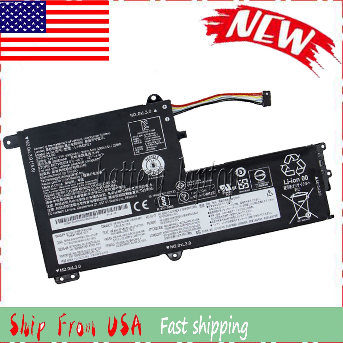 Batería Para Laptop Lenovo IdeaPad 330S - 7.4V 30Wh, Reemplazo De L14M2P21 Y Otros Modelos