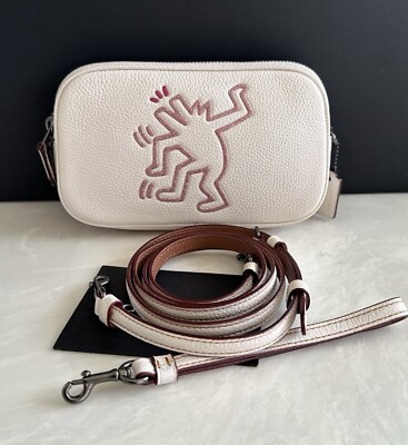 COACH X KEITH HARING SADIE CHALK GLITTER DANCING MAN CROSSBODY