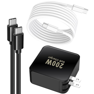5-Port GaN 200W PD Fodable Travel Home Charger 2x Cables for OnePlus Nord N20 5G