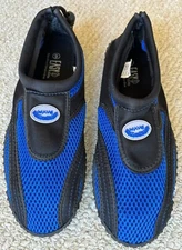 Easy USA Mens Water Shoes Mesh Slip On Drawstring Blue Black Size 9