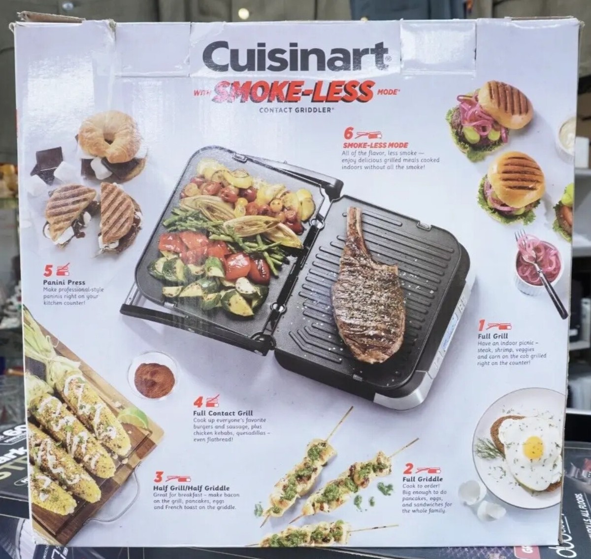 Cuisinart GR-6S Contact Griddle W/ Smoke-Less Mode 86279174963