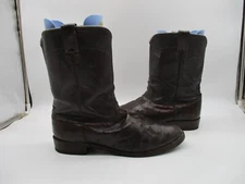 Larry Mahan 47450 Brown Full Quill Leather Roper Cowboy Boots Men's Size 10.5 XE