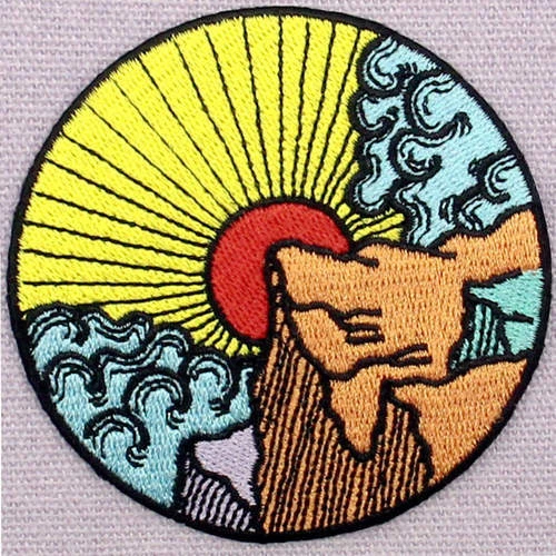 Embroidered Patches Iron Sew On transfers Badges appliques Sunrise  wave 697R - Image 4 of 4