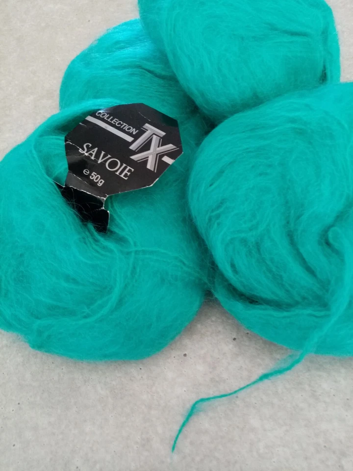 Mohair 4 pelotes 65% mohair vert EMERAUDE LUMINEUX 50g - Photo 1/4
