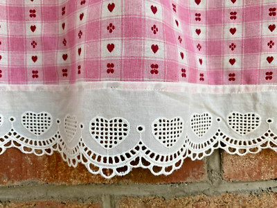 Scheibengardine mit Stickerei Spitze Landhaus  Herzen Shabby Chic Bayern