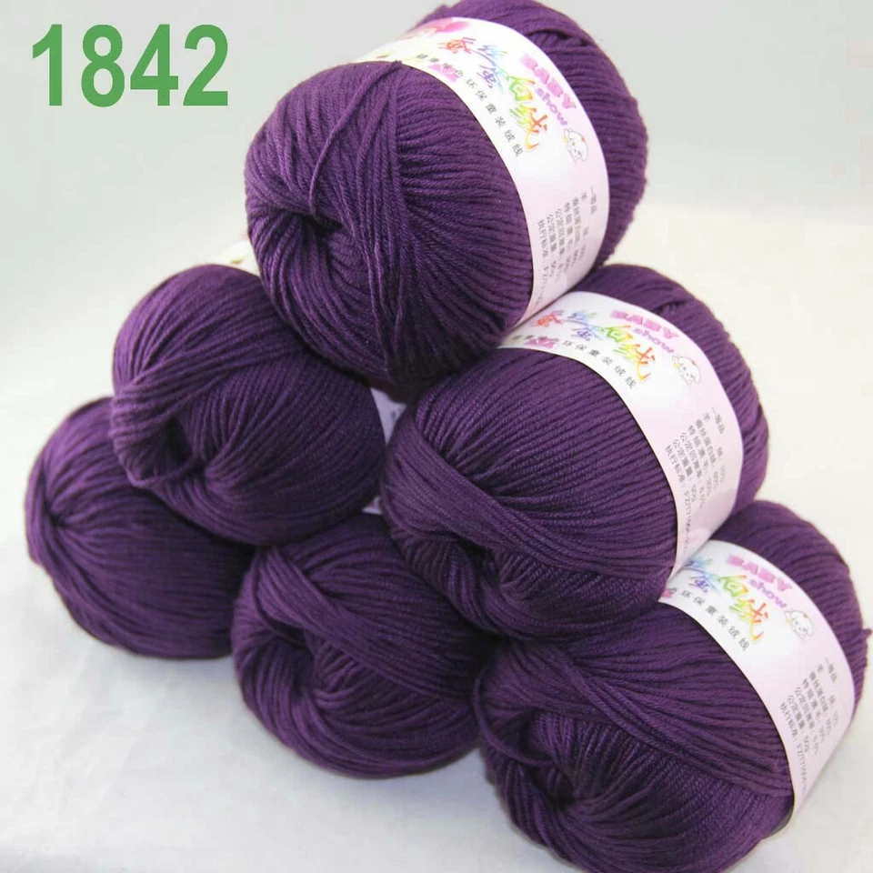 Sale 6Skeinsx50gr DK Baby Cashmere Silk Wool Hand Knitting Scarf Crochet Yarn 42 - Image 3 of 4
