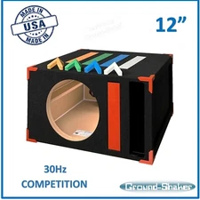 Ground Shaker Single 12" Competition Ported / Vented Sub Box Subwoofer Enclosure