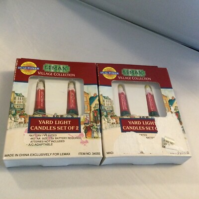 Vtg 1993 Lemax Yard Light Noel Candles Set Of 2 #34055 NOS Lot Of 2 Boxes A