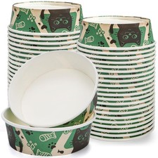 40 Pcs Disposable Cat Food Bowls, 16 oz Paper Travel Pet Feeding Bowls, Cute ...