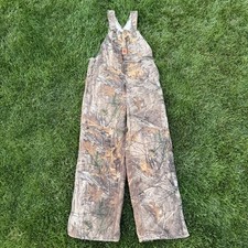 Carhartt Realtree Camo Quilt Lined Bib Overalls Youth 14 Hunting Workwear KC-238