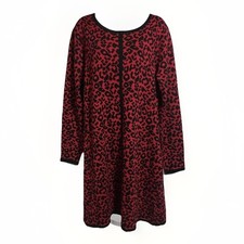RED BLACK ANIMAL PRINT Women's Sz 16 Jumper Dress Work Chic