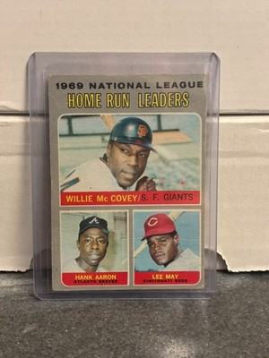 1970 Topps League Leaders Hank Aaron, Willie McCovey, Lee May #65 VG