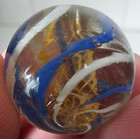 Antique German Latticino Multi Color Swirl Glass Marble +7/8" — photo 9