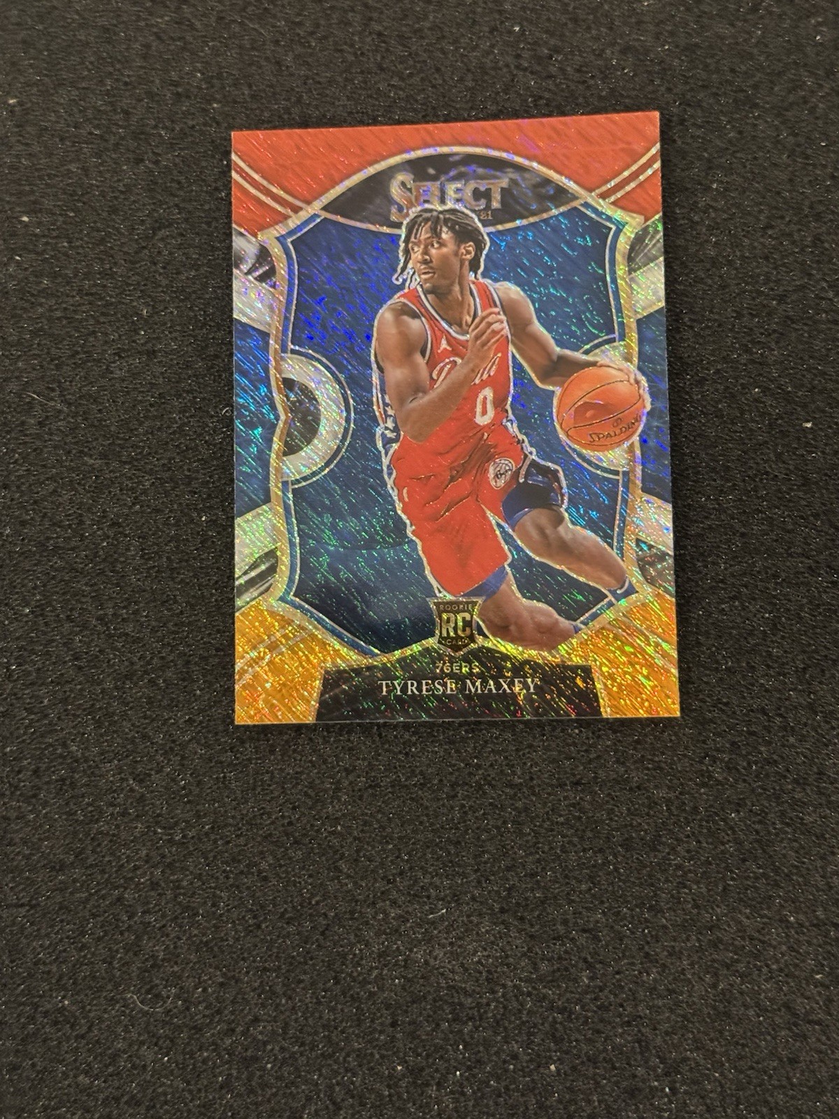 2020-21 Panini Select #81 Tyrese Maxey Red White Orange Shimmer Rookie RC