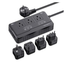 2000W Voltage Converter US to Europe for Hair Dryers - 7-in-1 220V to 110V Black