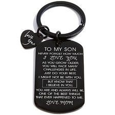To My Son Christmas Keychain, Son Gifts from Mom Dad, Gift for To My Son-black