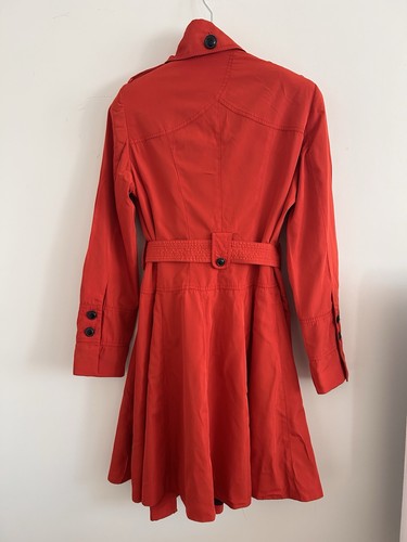 Karen Millen England Red Double Breasted Belted Trench Coat Jacket Size UK 16 - Picture 2 of 11