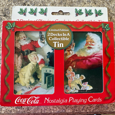 Coca-Cola Nostalgia Playing Cards 2 Decks w/ Collectible Tin 1998