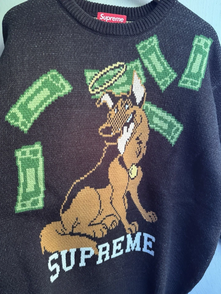 Suéter Supreme All Dogs Go To Heaven Negro FW25 Talla Grande NUEVO SE ENVÍA EL MISMO DÍA Foto 3 de 4