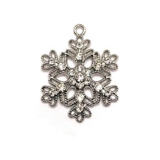 4 or 20 Pieces: Silver and Diamond Rhinestone Snowflake Pendant - US Seller