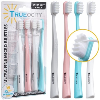 Extra Soft Toothbrushes For Adults, Nano 1 Count (Pack of 4), Assorted