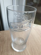 Carling Embossed Logo Pint Glass with Spot On Etched On Bottom Beer Glass.