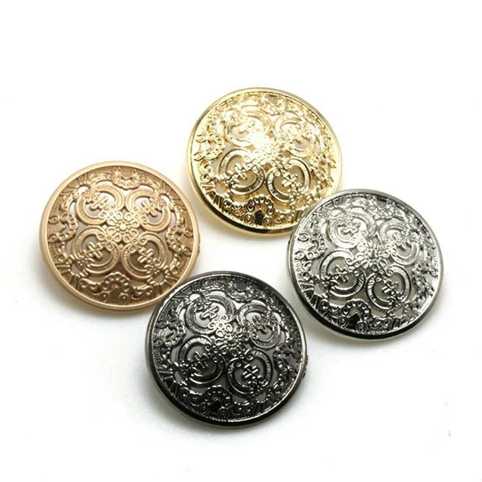 10pcs Hohle Blume geschnitzt Metall Schaft Knopf Nähen Mantel Handwerk DIY - Bild 3 von 4