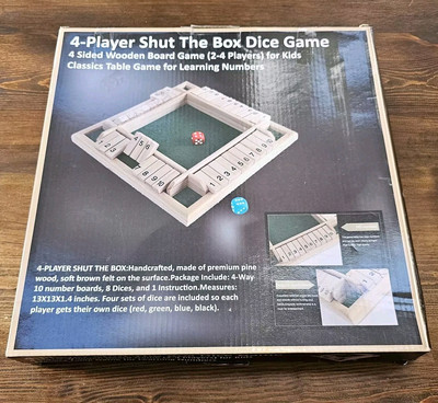 4 Player Shut The Box Dice Game Premium Pine Win Sports New Handcrafted Classic