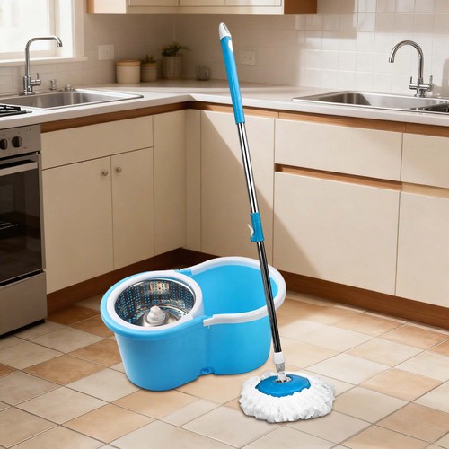 Spin Mop, Scopa e Secchio Facile da Pulire, Set di Scopa e Secchio Spin 360° - Foto 13 di 18