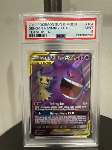 2019 Pokémon Sun & Moon Team Up Gengar & Mimikyu Gx #164 PSA 9