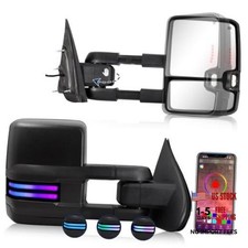RGB Switchback Tow Mirrors for 14-19 Silverado Sierra Black Power Unpainted