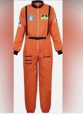 Adult Astronaut Costume Orange Jumpsuit Space Shuttle Suit Halloween Cosplay 2X