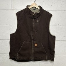 Vintage Carhartt Sherpa-Lined Mock-Neck Vest Dark Brown V33 DKB Men s X-Large