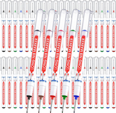 Ireer 60 Pcs Multi Purpose Deep Hole Marker Pens Long Nosed Marker Deep Drill Ho