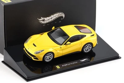 1:43 Hot Wheels Elite Ferrari F12 Berlinetta Coupé Jaune En Métal - Photo 1/3