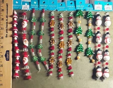 Lot Christmas Lampwork Glass Bead 11 Strands Santa Tree Snowman NWT Hildie Jo