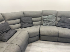 Grey Woven Fabric Corner Sofa Sectional w/ Cushions 185x150cm Seats 6+