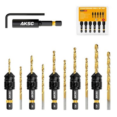 12 x 1/4'' Hex Shank Countersink Drill Bits Set M42 Cobalt,Dual-Edge Tapered Bits