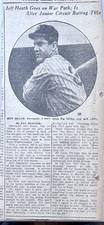 1941 newspaper clipping - Cleveland baseball player Jeff Heath Goes on Warpath