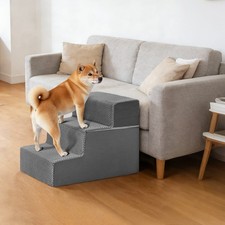 Gianna 17" Grey 3-Step Non-Slip Pet Stairs for Small Dogs Cats Indoor 3 Layers