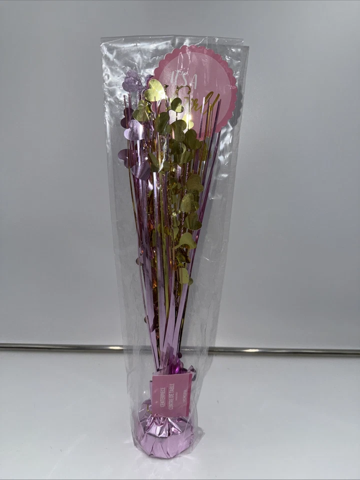 Suministros de fiesta para baby shower It's A Girl centro de mesa metálico oro rosa Foto 2 de 4