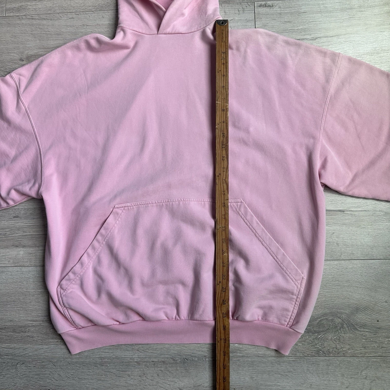 BALENCIAGA Felpa con Cappuccio Rosa Strass Unisex Media Autentica (Adatta XL) Oversize