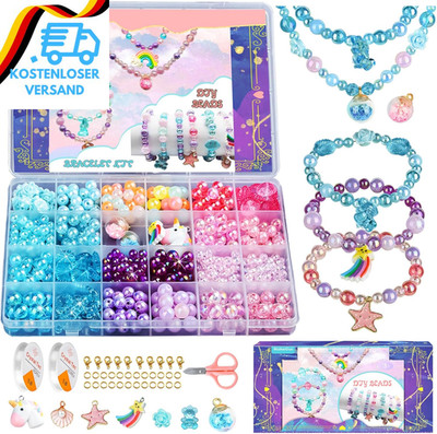 Wuikerduo Kinder DIY Perlen Kits, Schmuck Armband Halsketten String Making Kit,