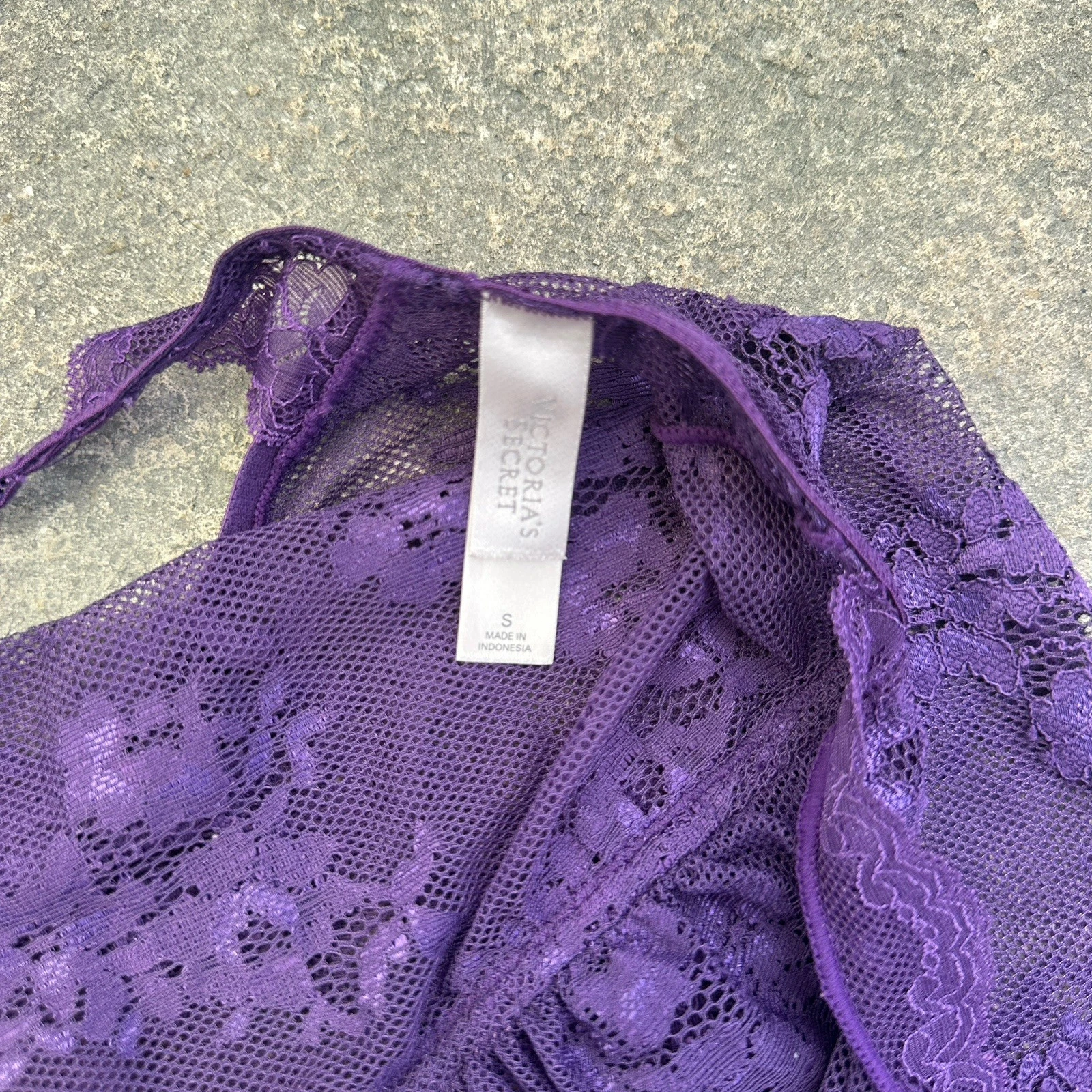 UNDERCOVER Abito lingerie Victoria Secret viola pizzo reggicalze slip taglia small